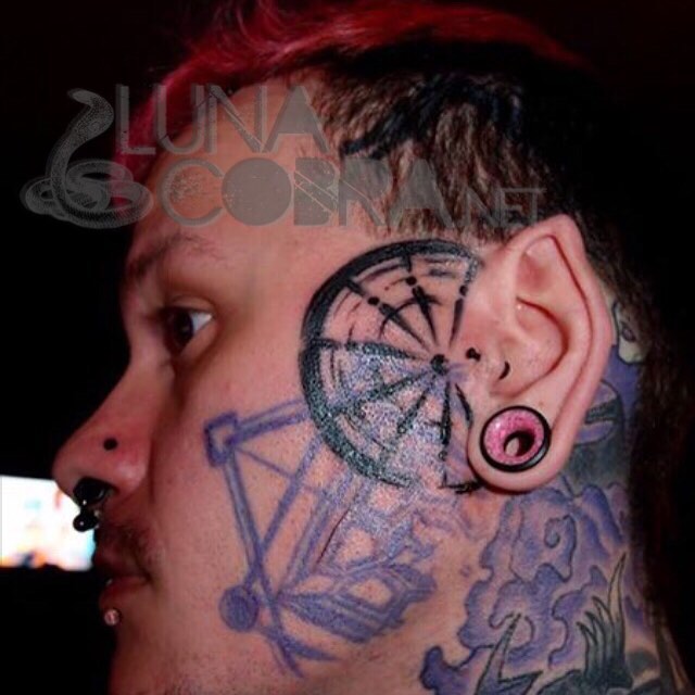 Geometric design geometric tattoo on the head by lunacobra