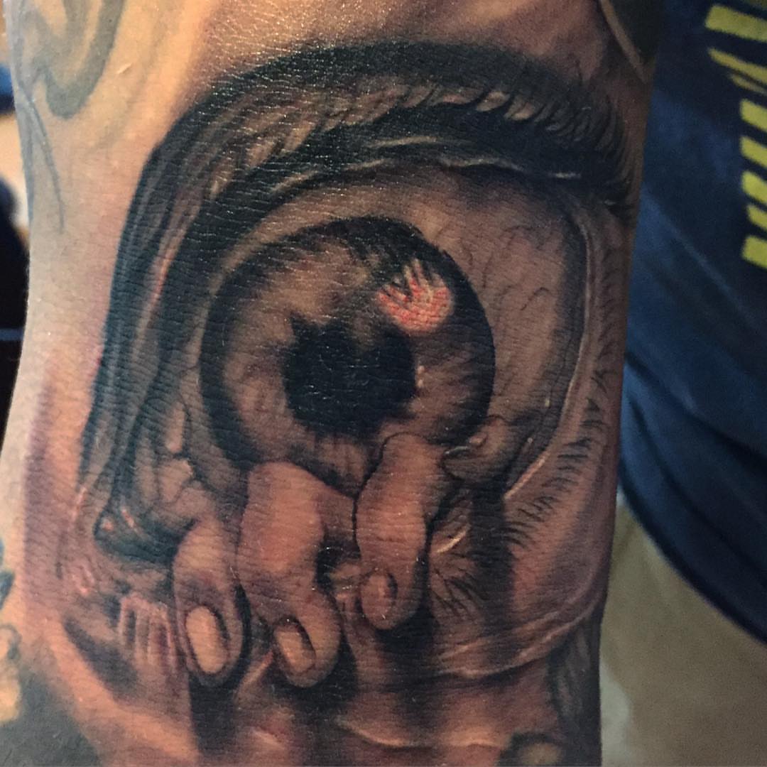 Eye realism tattoo on the forearm by Rocky Nguyen DFW Dallas Japanese