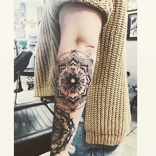 Mandala geometric tattoo on the forearm by Danielle Dubois