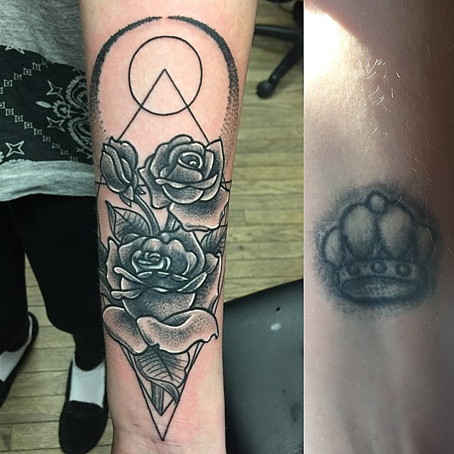 Tattoo by @coreyclarktattoos — black_and_grey, geometric