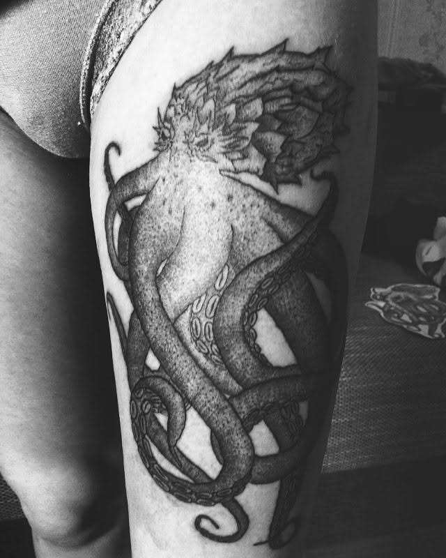 Octopus dotwork tattoo on the forearm by โ๏ธ Dima Sova โ๏ธ Tattoo ๐บ๐ธ Arlington VA