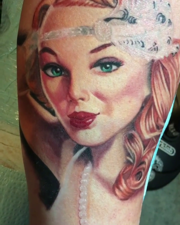Woman realism tattoo by Abel Deida