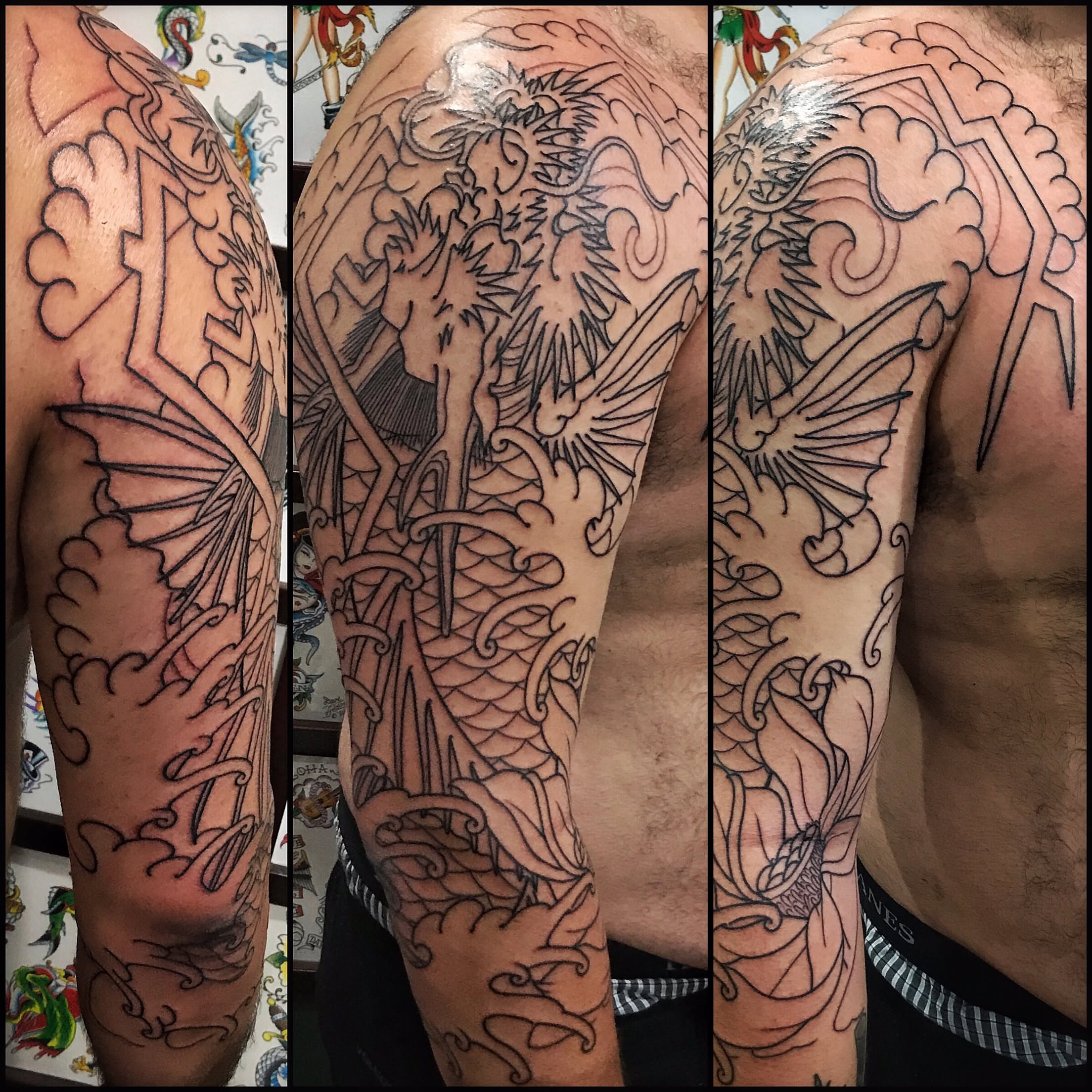 Tattoo by @_tatzilla_ — black_and_grey, japanese_irezumi
