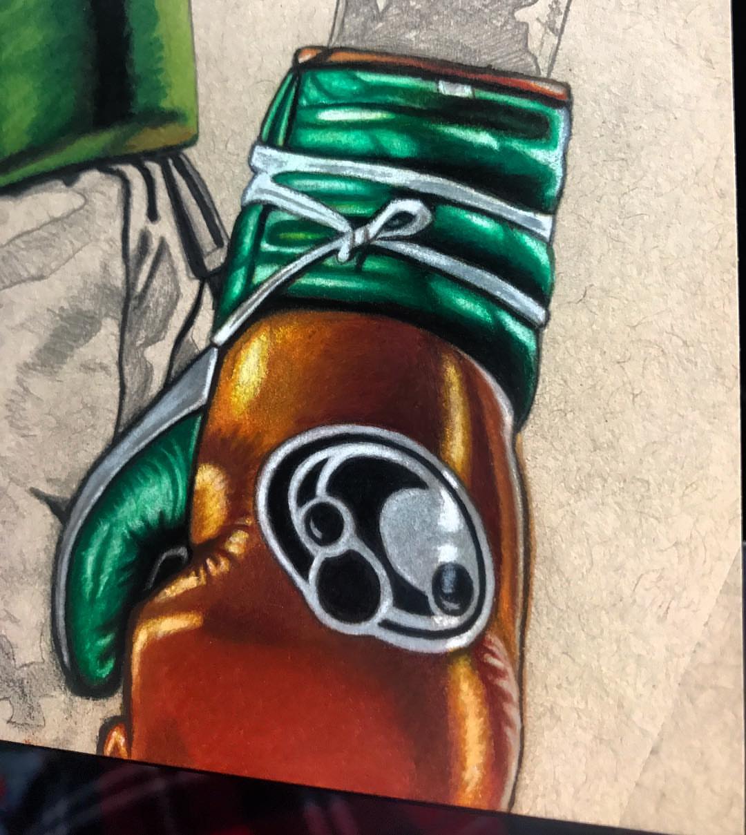 Boxing glove American traditional tattoo on the forearm by Izak Blanke, Murfreesboro, Tennessee