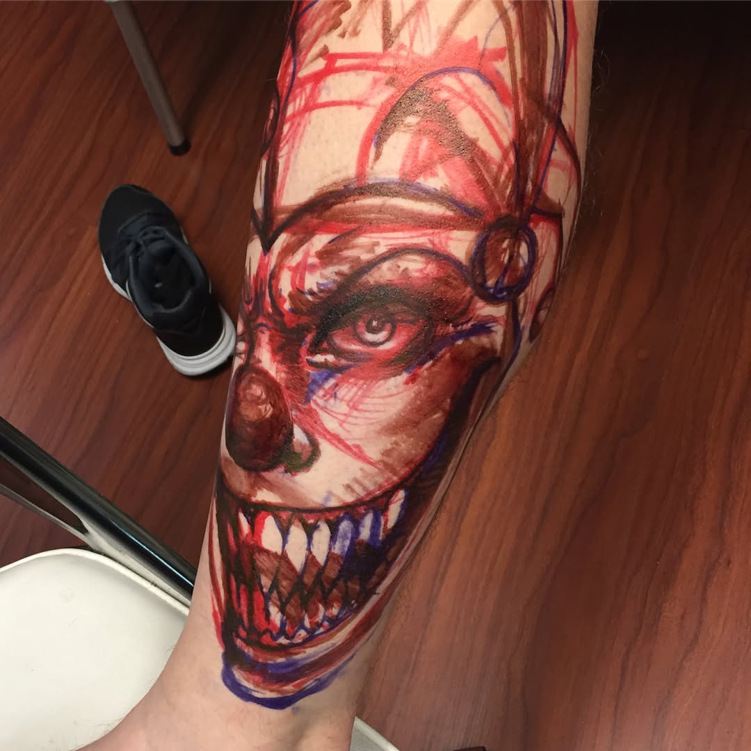 Joker skull dark realism tattoo on the forearm by @doctorze