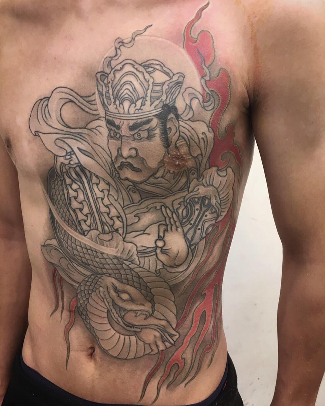Samurai warrior japanese irezumi tattoo on the chest by 重君