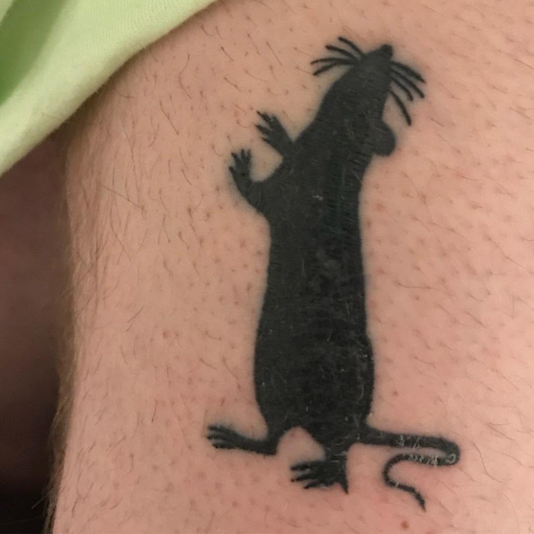 Rat silhouette dark art tattoo on the forearm by @beantowntats