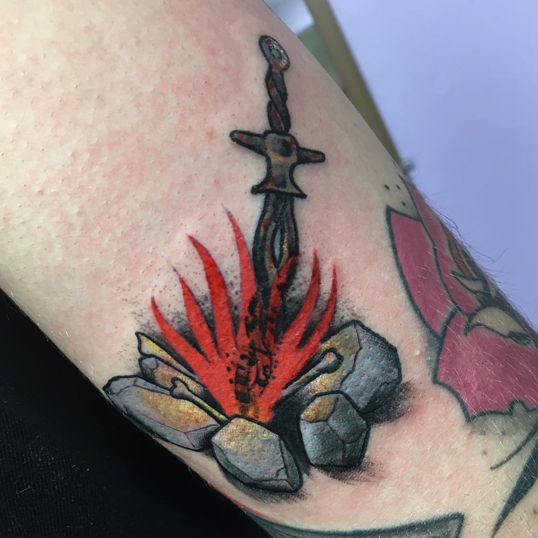 Tattoo by @tattoosbydustinb — american_traditional, dotwork
