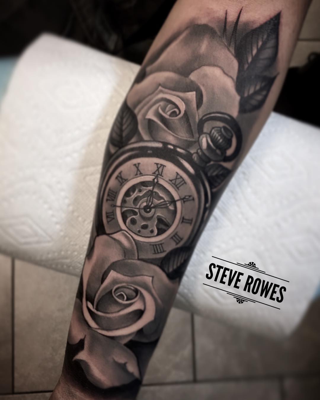 Tattoo by @steverowes — black_and_grey, realism