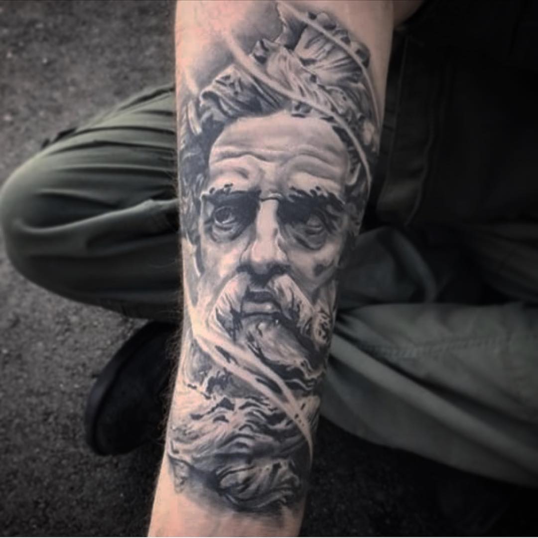 Portrait realism tattoo on the forearm by Kody Miller Tattoos 📍Kansas City MO Tattoo, Kansas City, Missouri