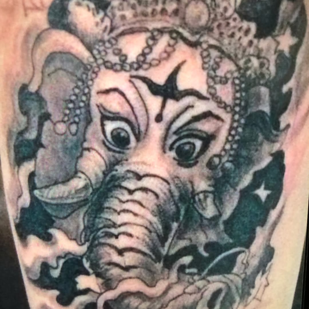 Ganesha elephant face realism tattoo on the forearm by 中国🇨🇳沈阳513TATTOO