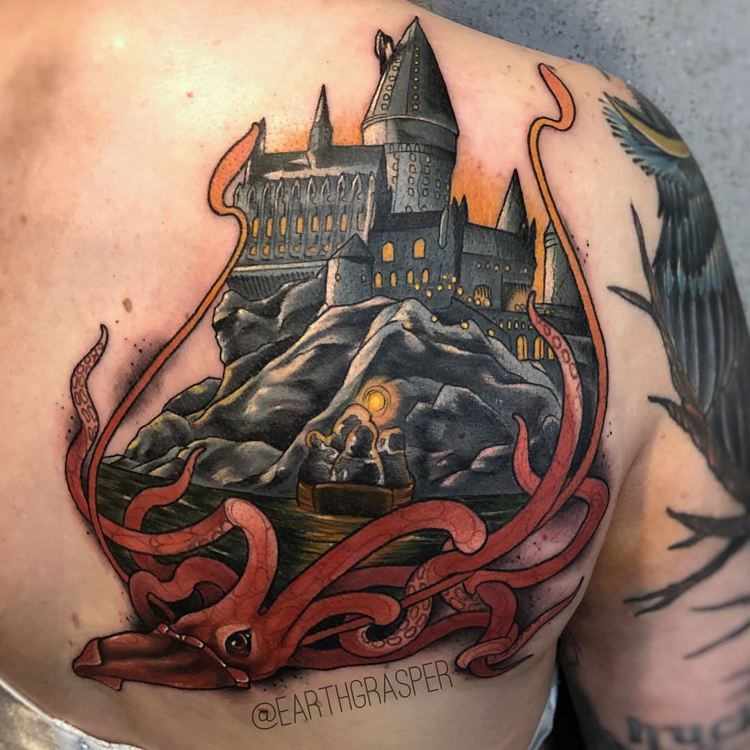 Tattoo by @earthgrasper — american_traditional, dark_realism