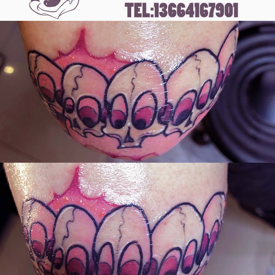 Row of skulls tattoo on the forearm by 中国🇨🇳沈阳513TATTOO