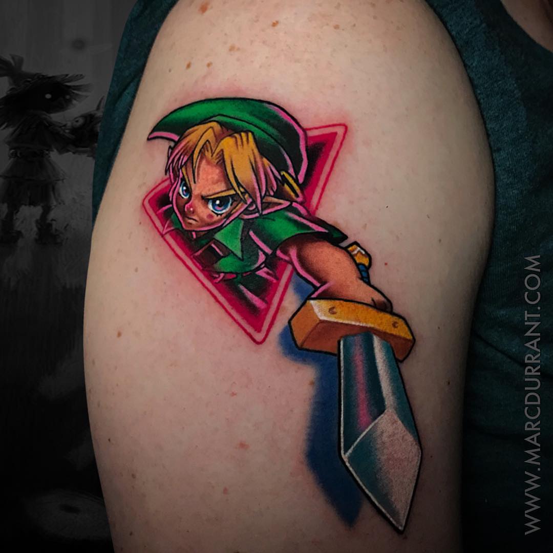 Link anime tattoo on the shoulder by ᴍᴀʀᴄ ᴅᴜʀʀᴀɴᴛ, Los Angeles, California