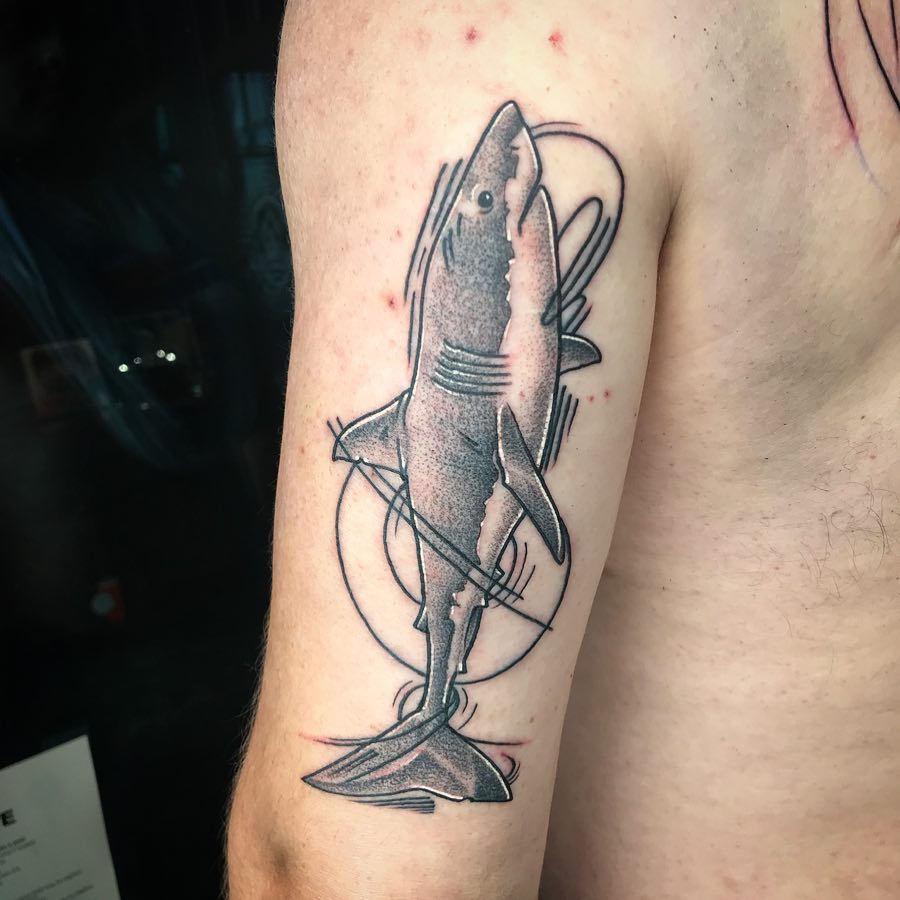 Tattoo by @coreyclarktattoos — dotwork, realism