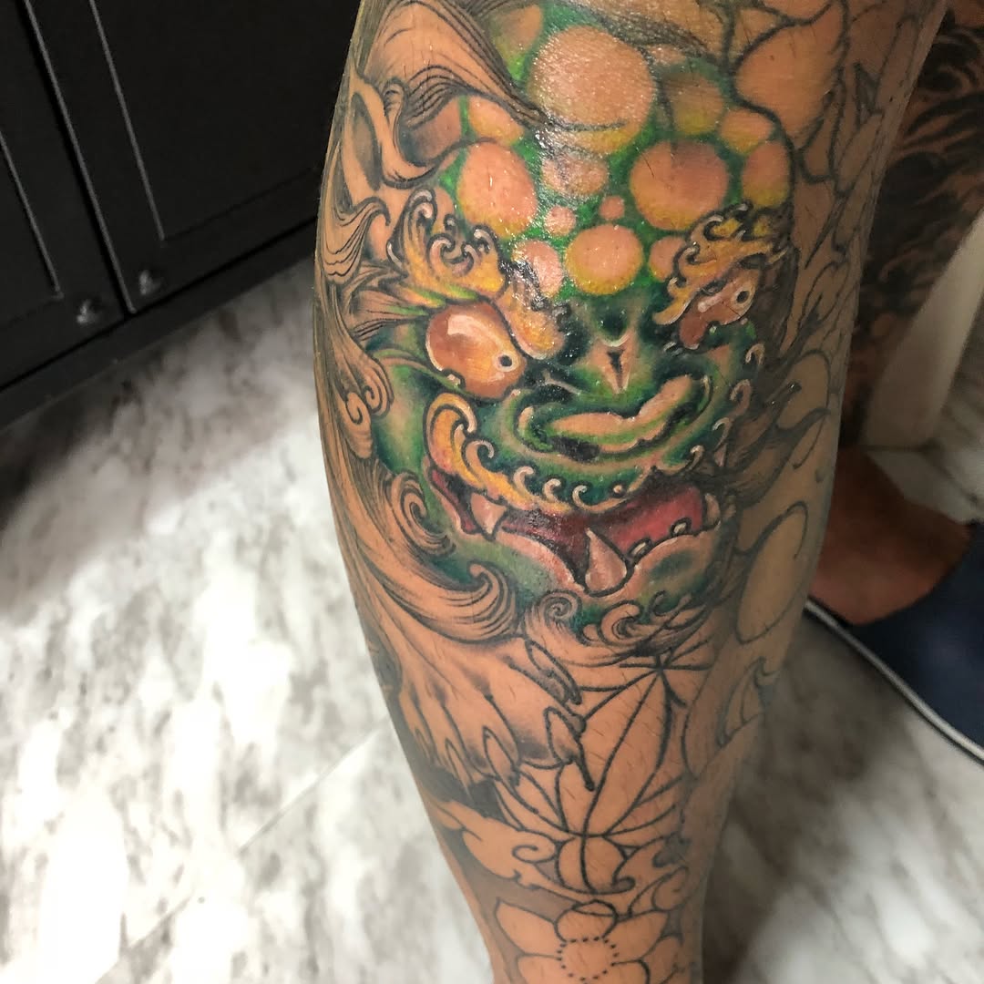 Foo dog Japanese tattoo on the forearm by 中国🇨🇳沈阳513TATTOO