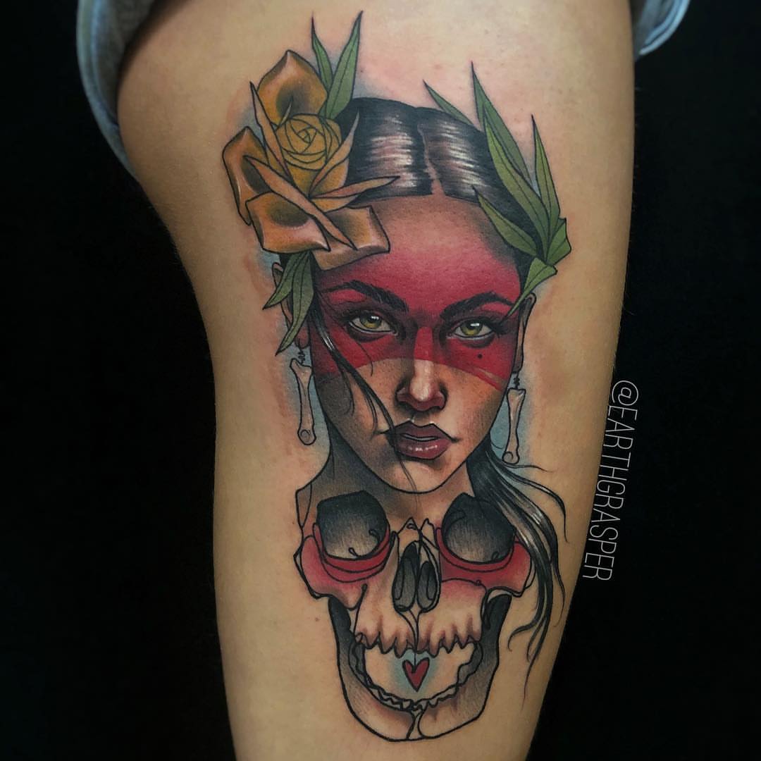 Tattoo by @earthgrasper — realism, dotwork