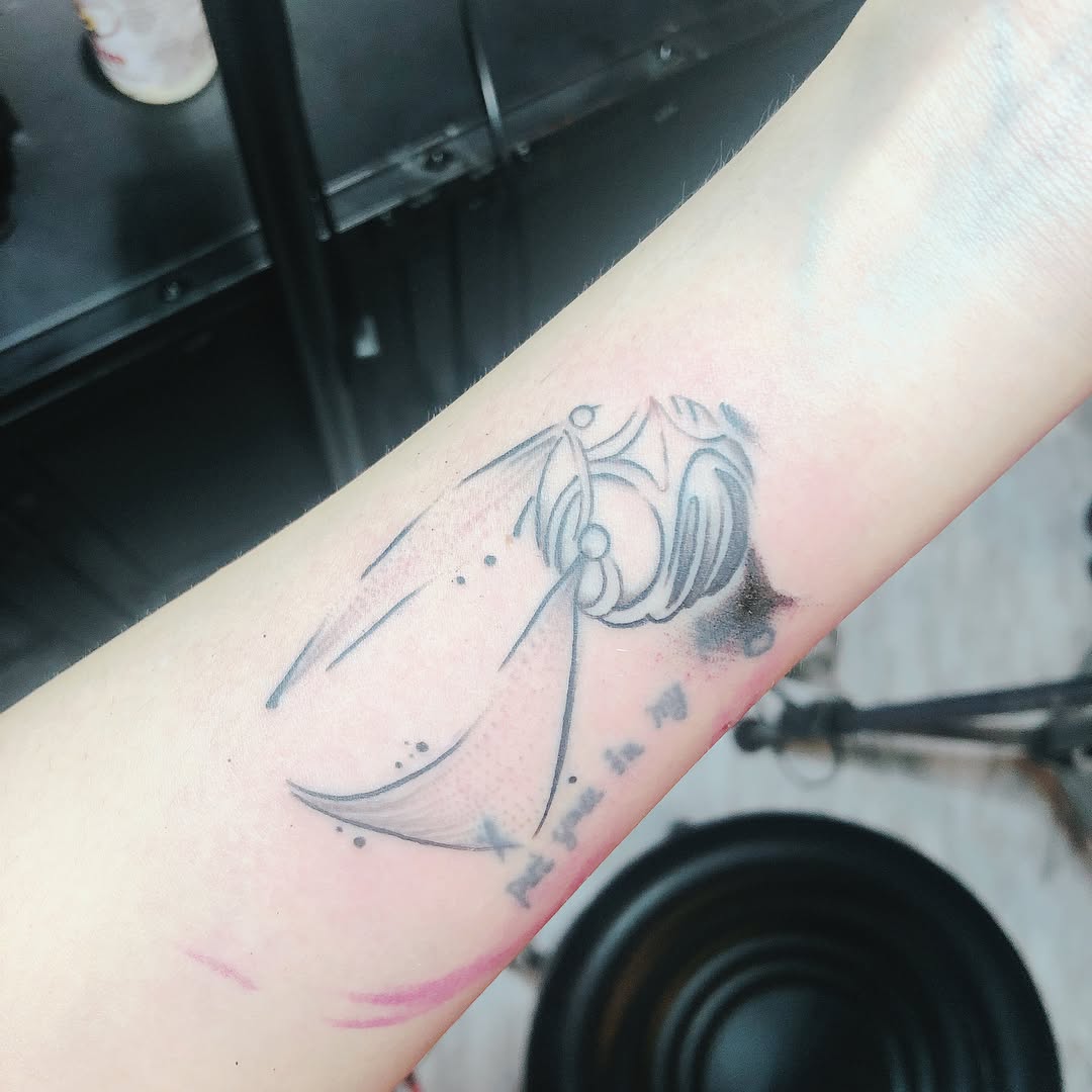 Abstract design with lettering tattoo on the forearm by 中国🇨🇳沈阳513TATTOO