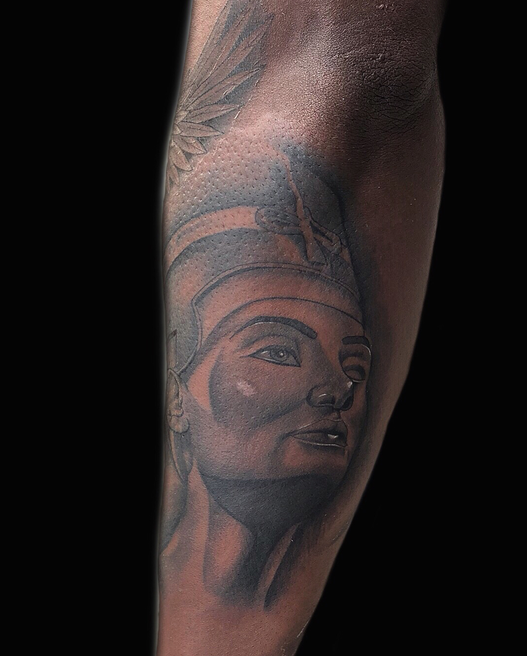 Ancient Egyptian figure dotwork tattoo on the forearm by DJ ๐จ๐พโ๐จ