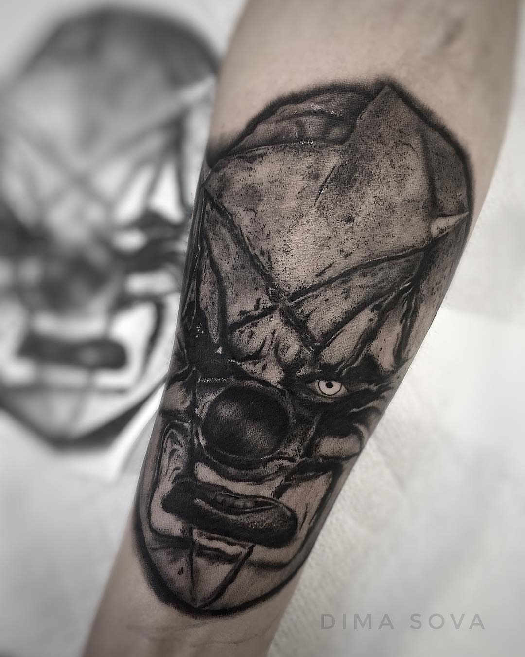 Mask realism tattoo on the forearm by โ๏ธ Dima Sova โ๏ธ Tattoo ๐บ๐ธ Arlington VA