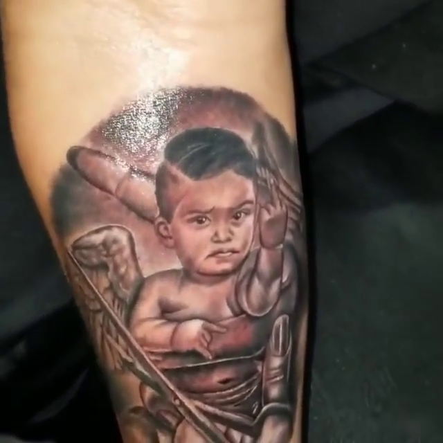 Baby angel realism tattoo by Tattoos by Rey G.