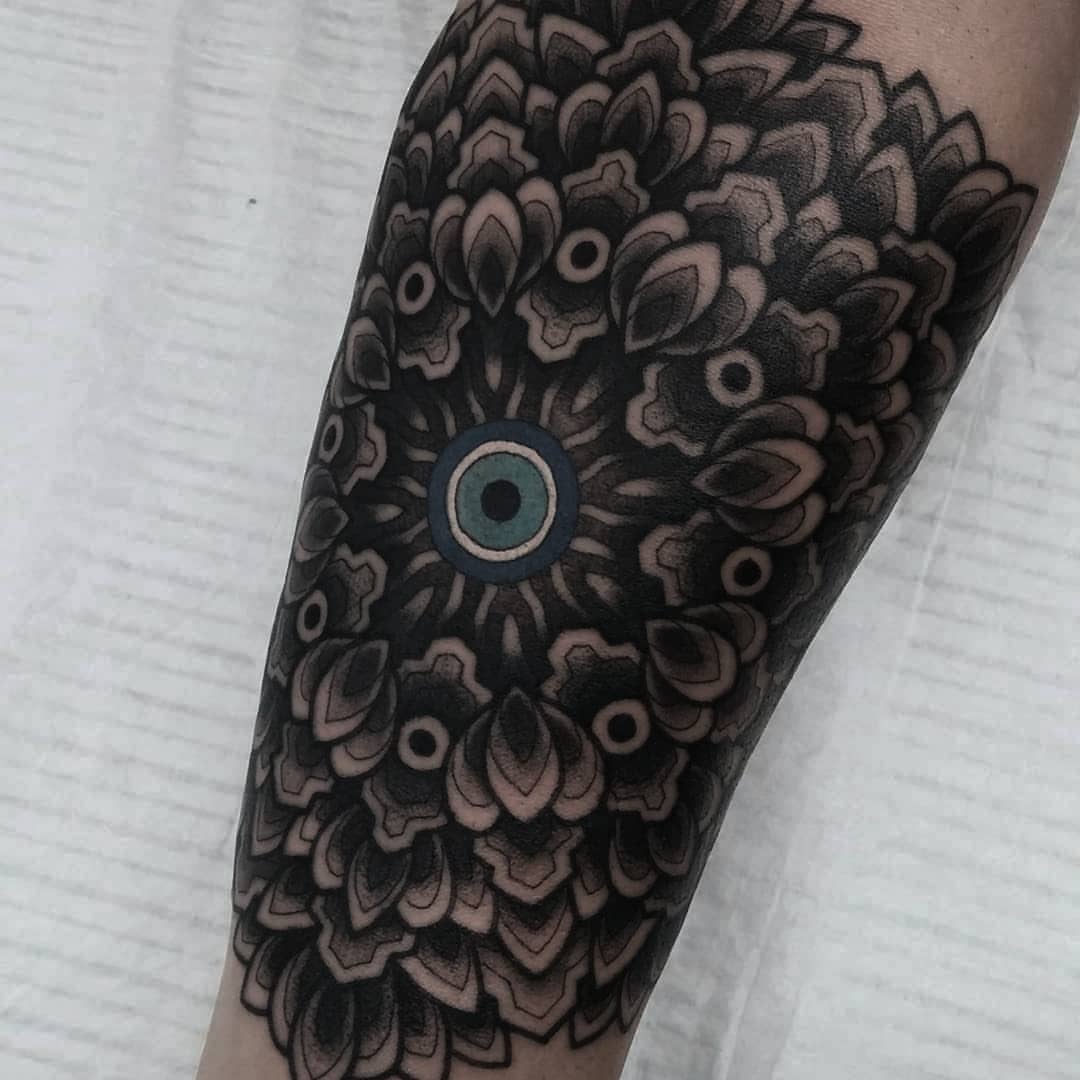 Tattoo by @blackbird_okinawa — black_and_grey, geometric