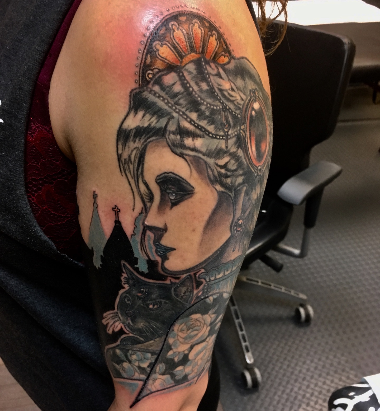 Tattoo by @fabianbaigueratattoo — dark_realism, black_and_grey