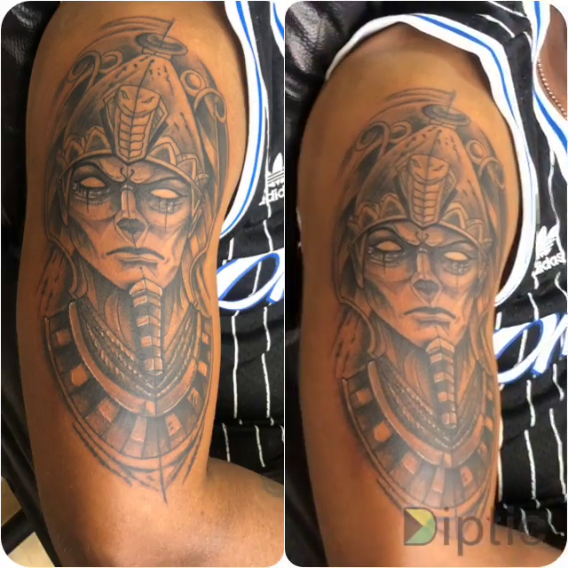 Egyptian pharaoh realism tattoo by pecous