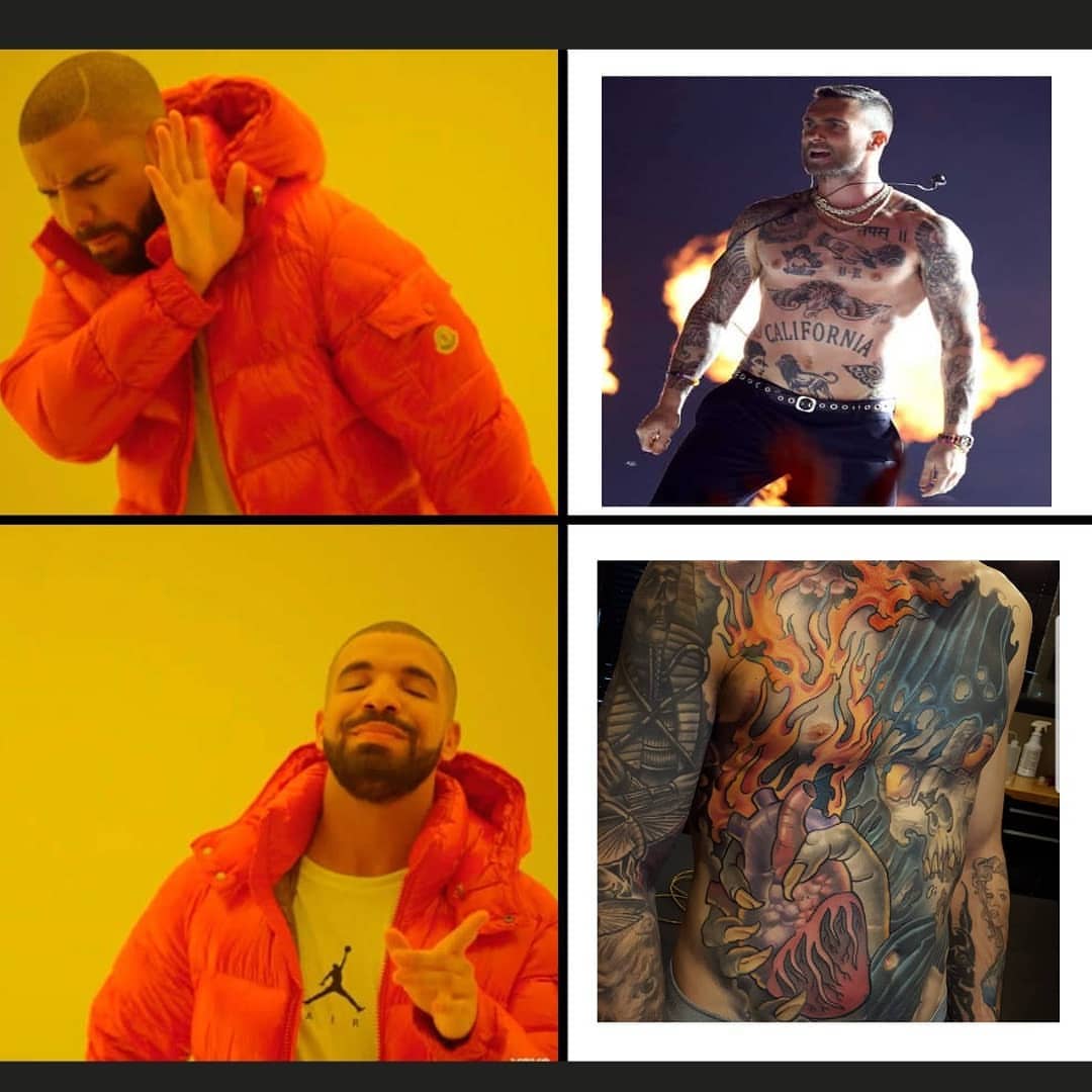 Heart and flames new school tattoo on the chest by @stevison15