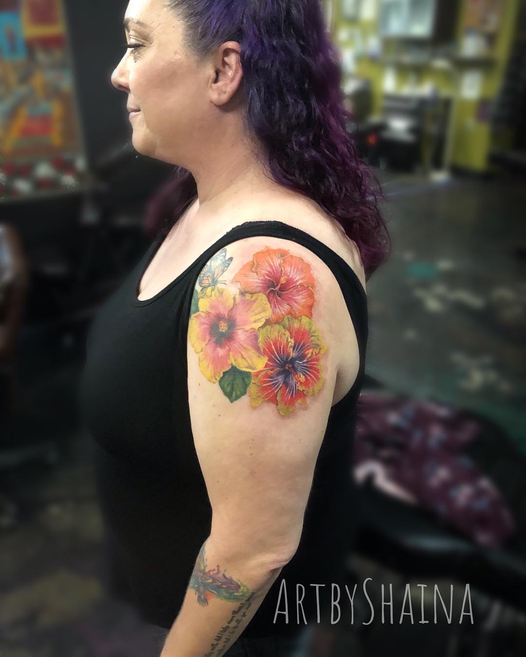 Floral bouquet realism tattoo on the shoulder by ππ·π°πΈπ½π°