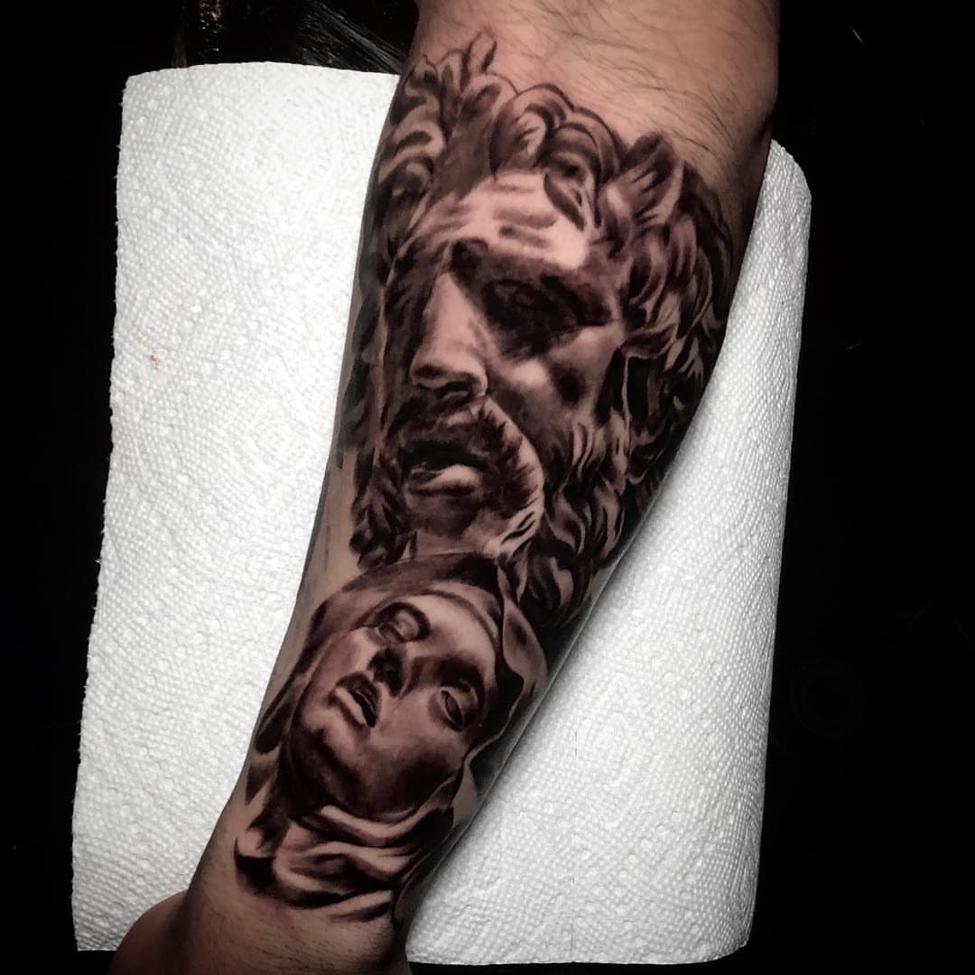 Tattoo by @dalton_king_tattoos β realism, black_and_grey