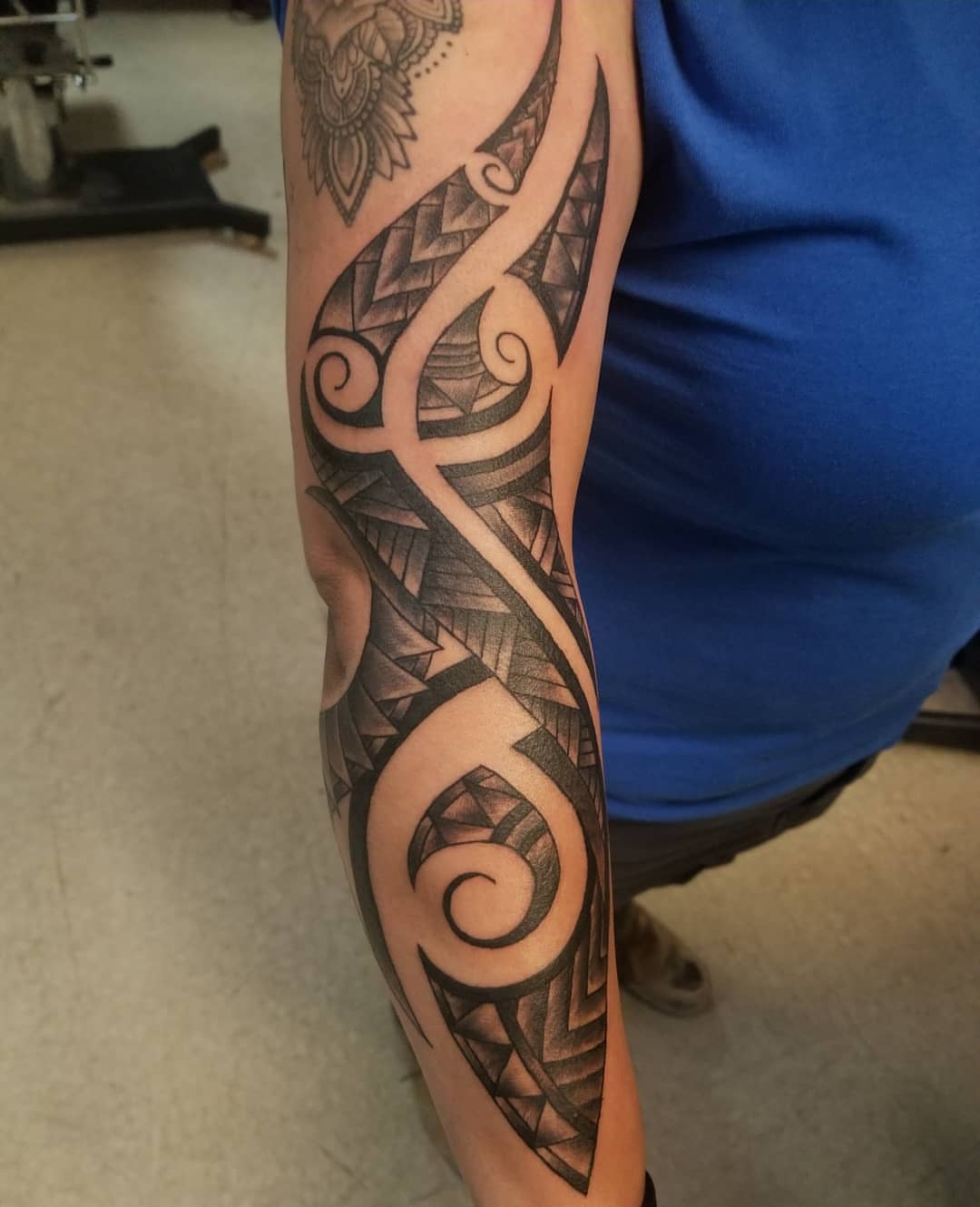 Tribal swirls tribal tattoo on the forearm by Anthony Coleman, Midland, Texas