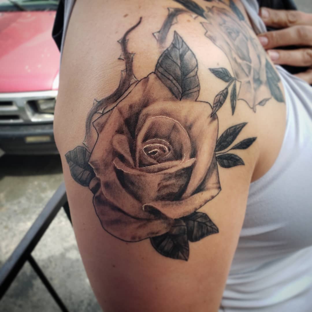 Tattoo by @inked_cupcake_tattooer — black_and_grey