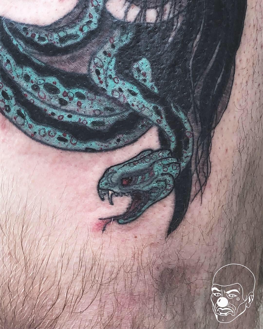 Snake dotwork tattoo on the chest by πππ πππππππ