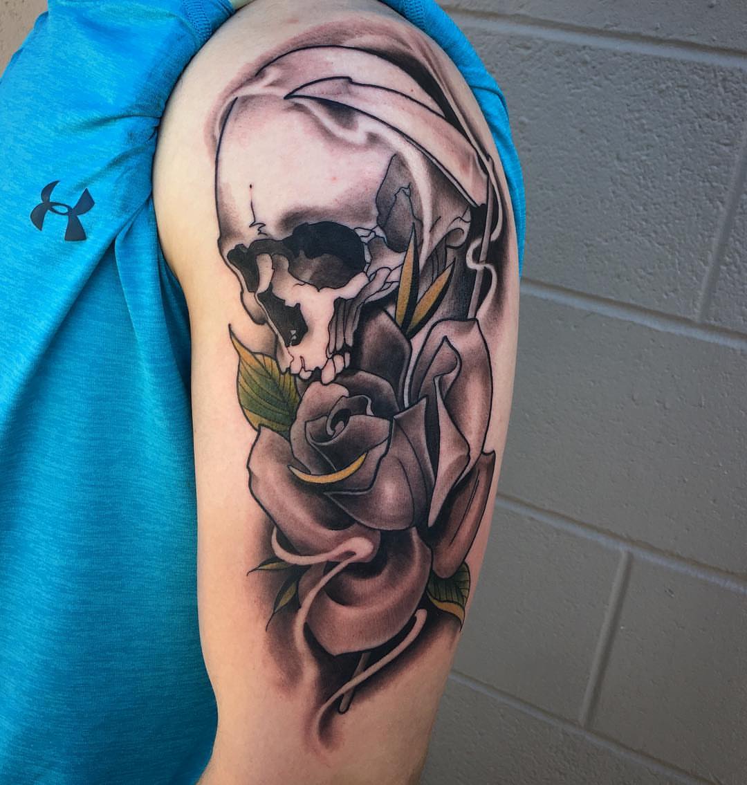 Tattoo by @jdmroxy_24 — black_and_grey, realism