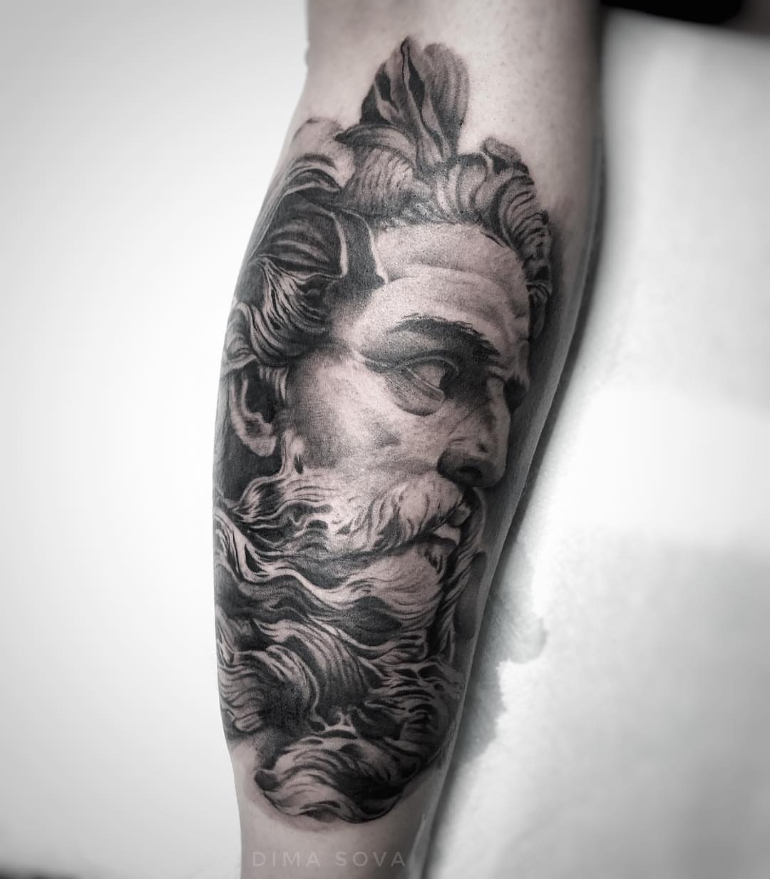 Bearded man realism tattoo on the forearm by โ๏ธ Dima Sova โ๏ธ Tattoo ๐บ๐ธ Arlington VA