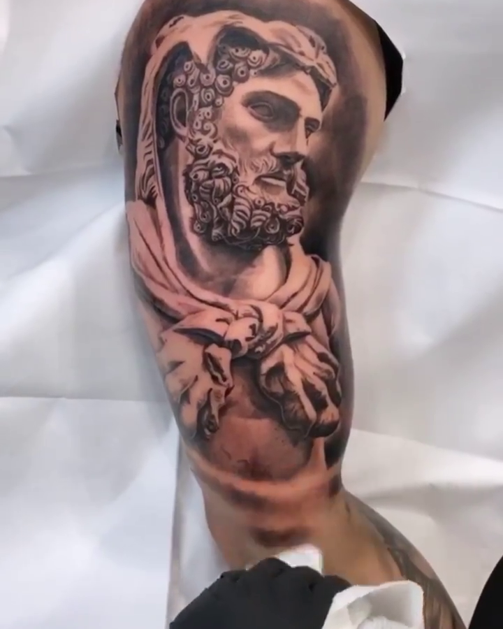 Bust of a Roman emperor realism tattoo by BJ