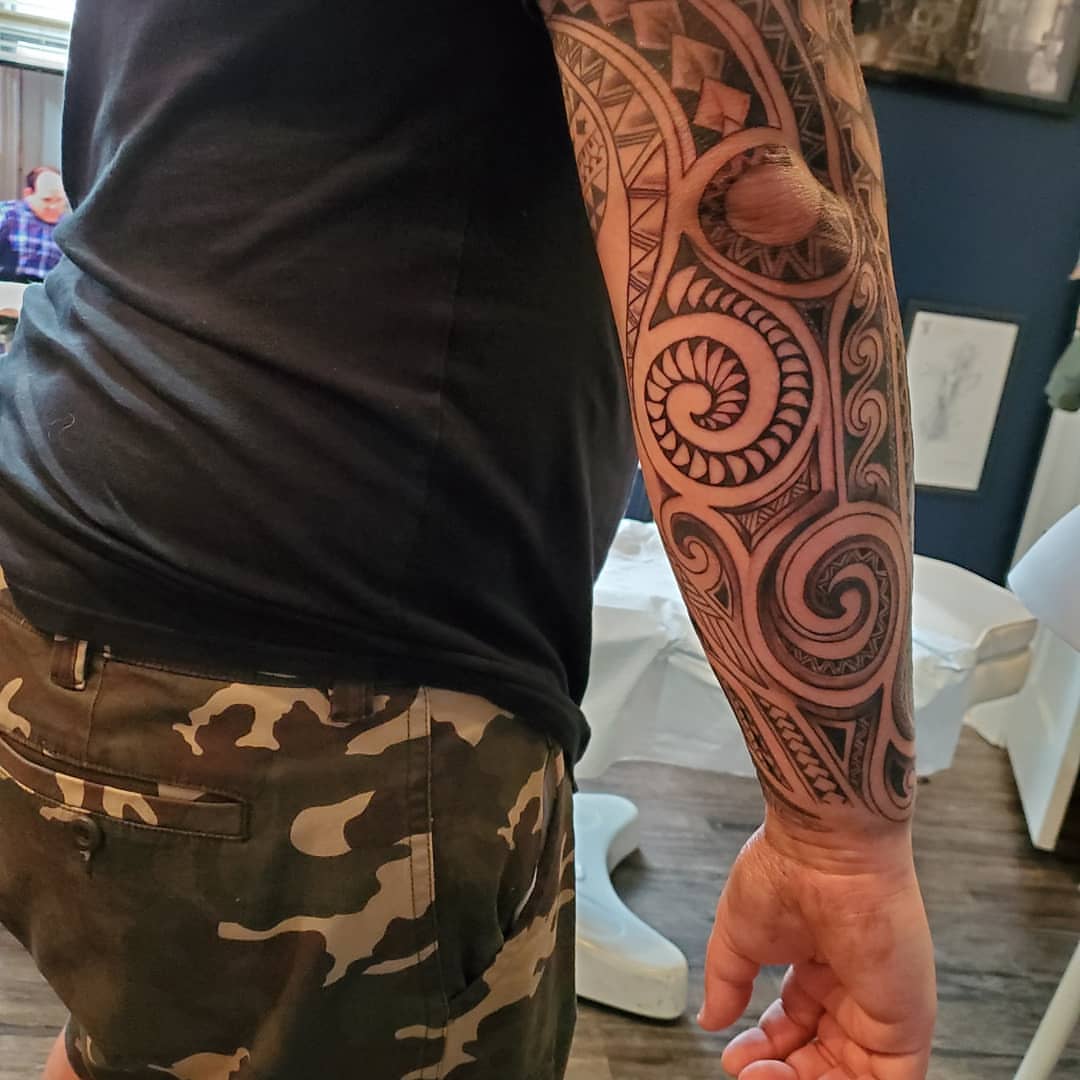 Tattoo by @mikedellerba — tribal, geometric