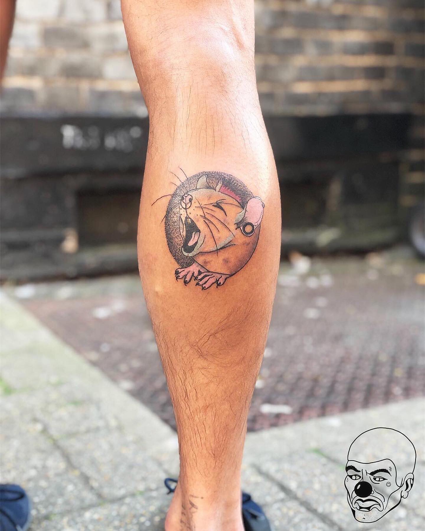 Cat American traditional tattoo on the calf by πππ πππππππ