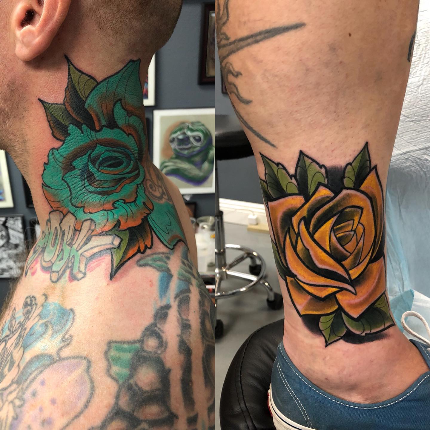Rose American traditional tattoo on the forearm by Mark Johnson [Tattoo Artist]