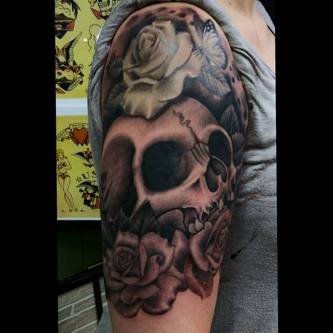 Tattoo by @dorroughtattooer — realism, black_and_grey