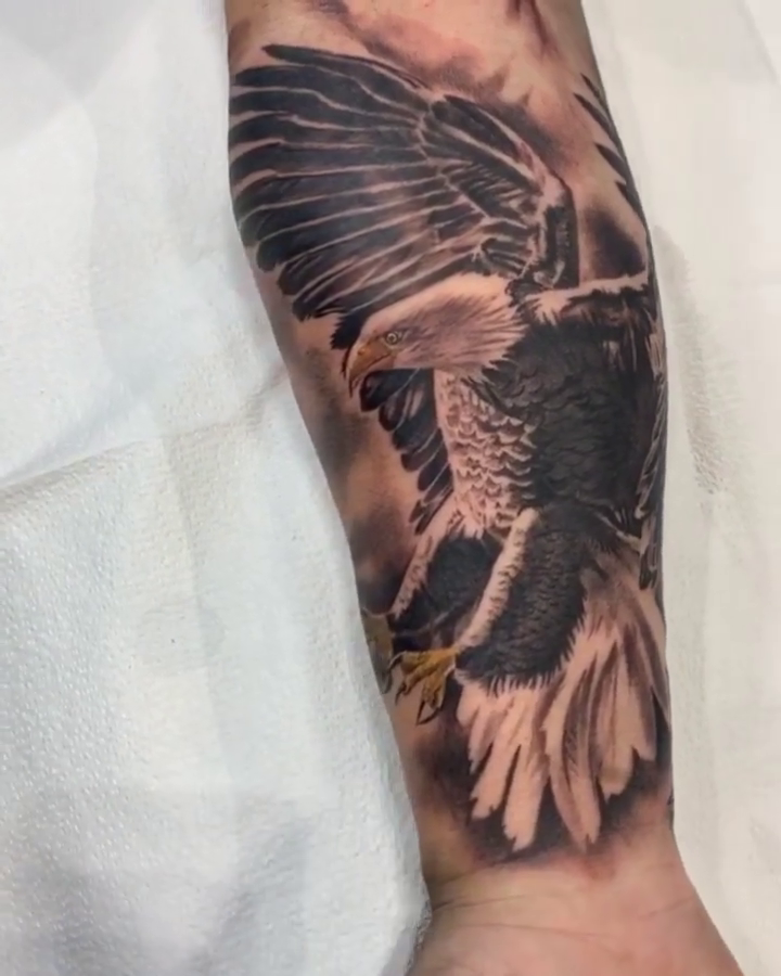 Eagle in flight realism tattoo by BJ