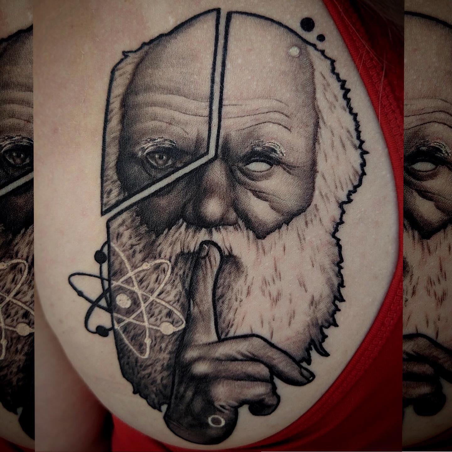 Bearded old man realism tattoo on the forearm by Bill Johenning, Lakewood, Ohio