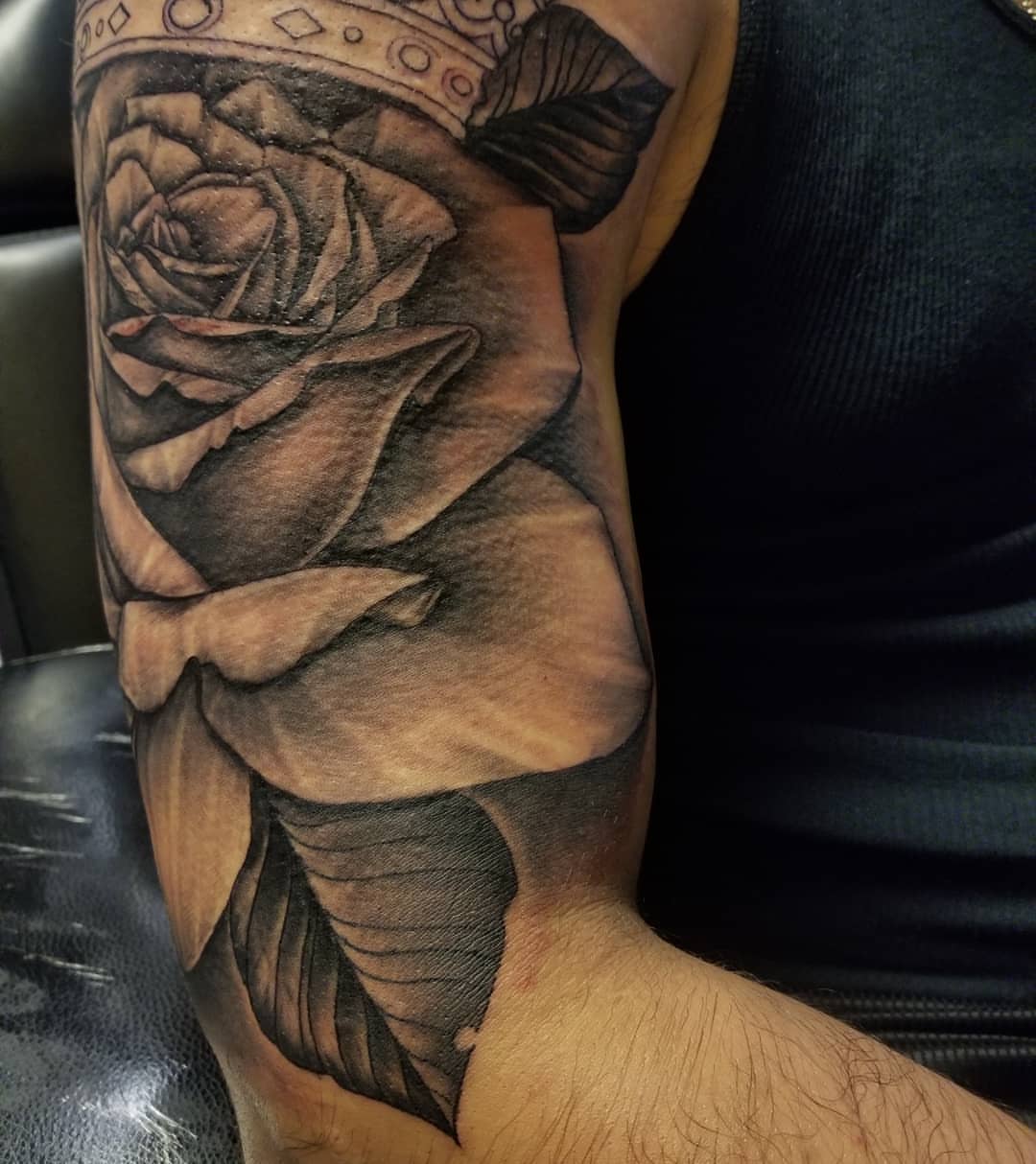 Rose realism tattoo on the forearm by Anthony Coleman, Midland, Texas