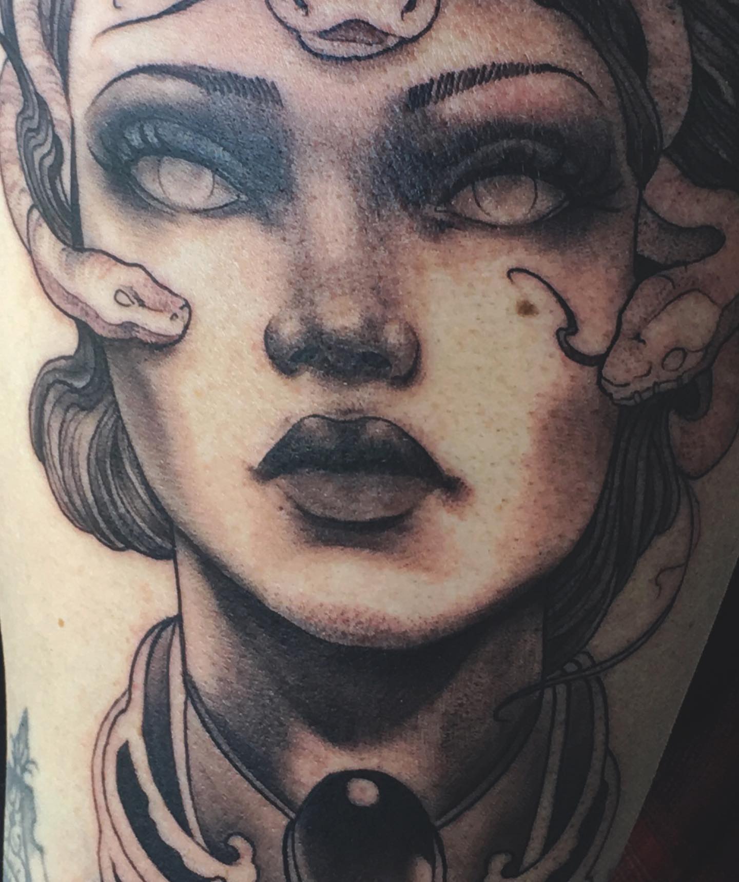 Tattoo by @jdmroxy_24 — black_and_grey, realism