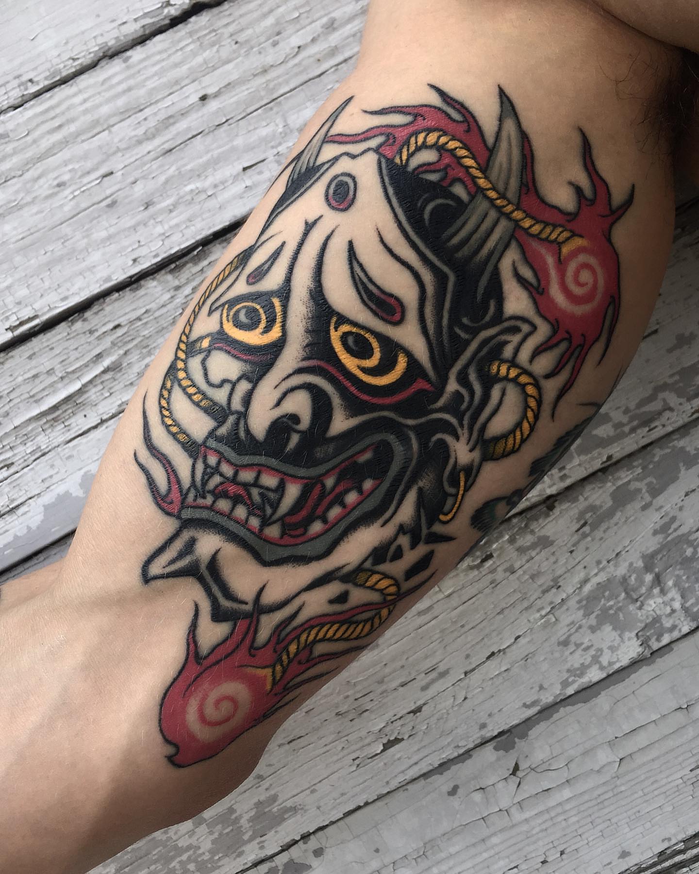 Tattoo by @jaybreentattooer — american_traditional, japanese_irezumi