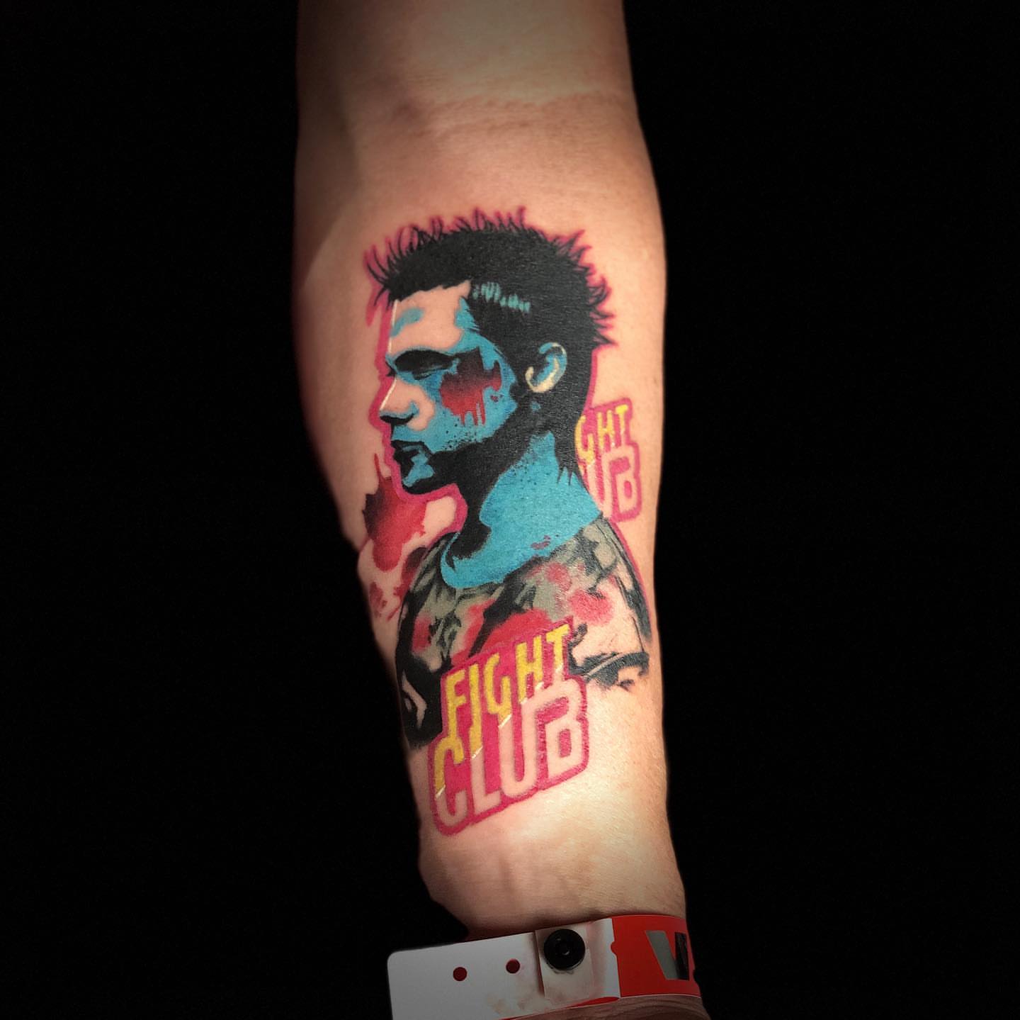 Fight club realism tattoo on the forearm by Saint Jimmy