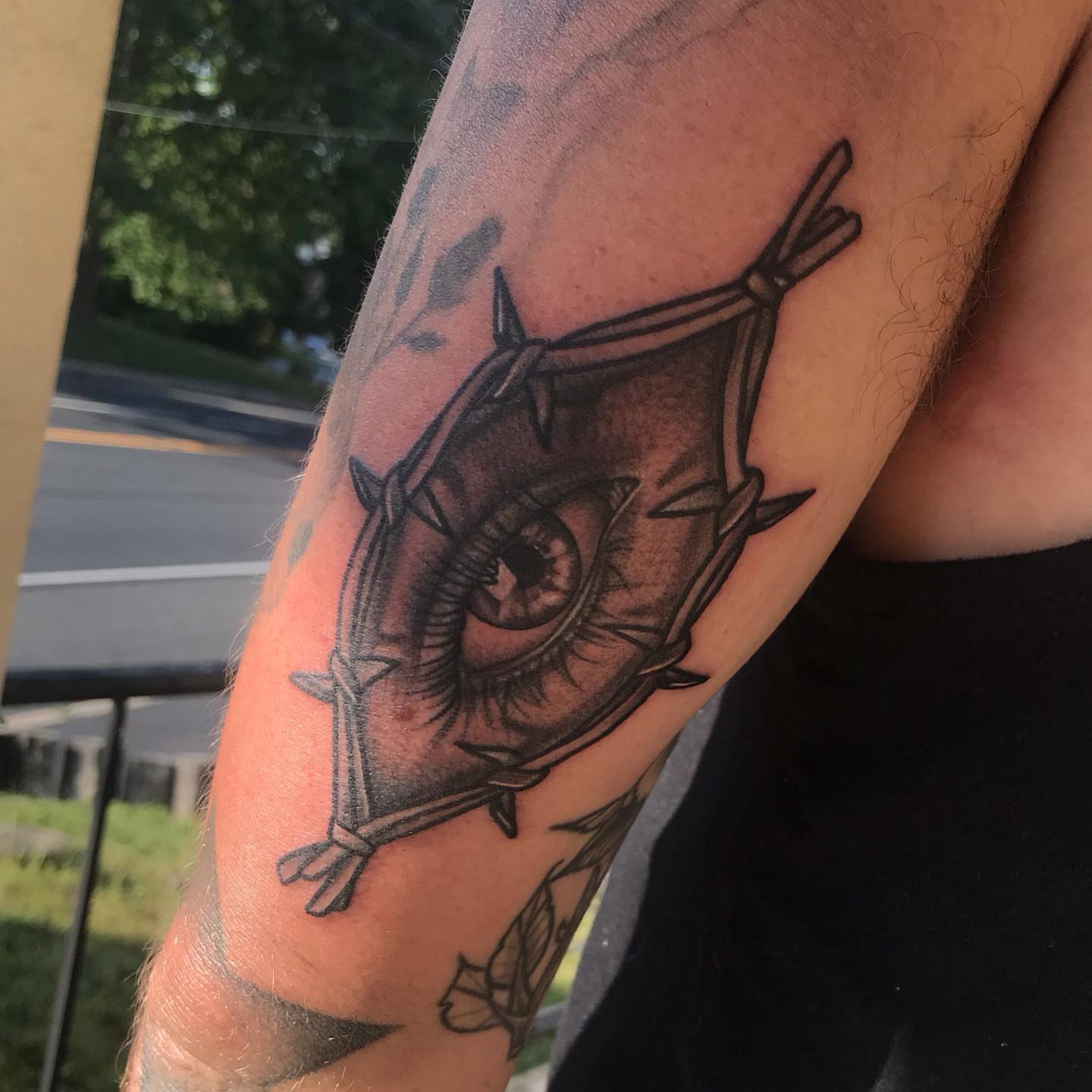 Tattoo by @emlectric_ — black_and_grey, realism