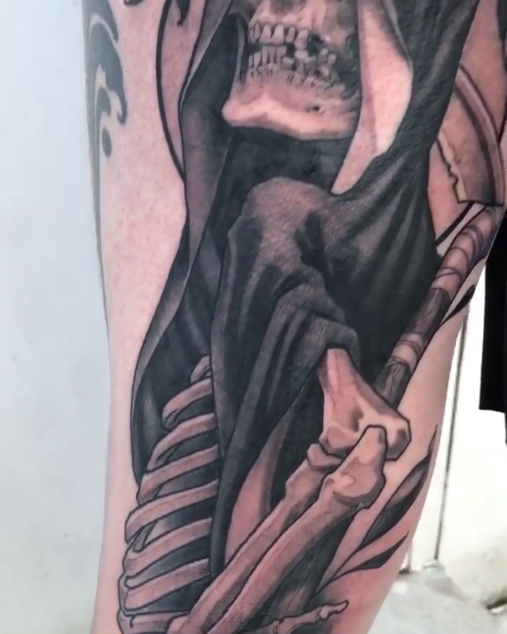 Tattoo by @michaeljtattoos — dark_realism, black_and_grey