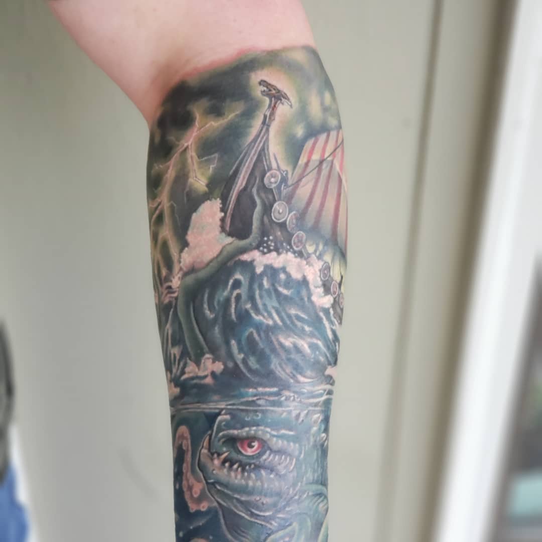 Tattoo by @oh_my_goad — realism, black_and_grey